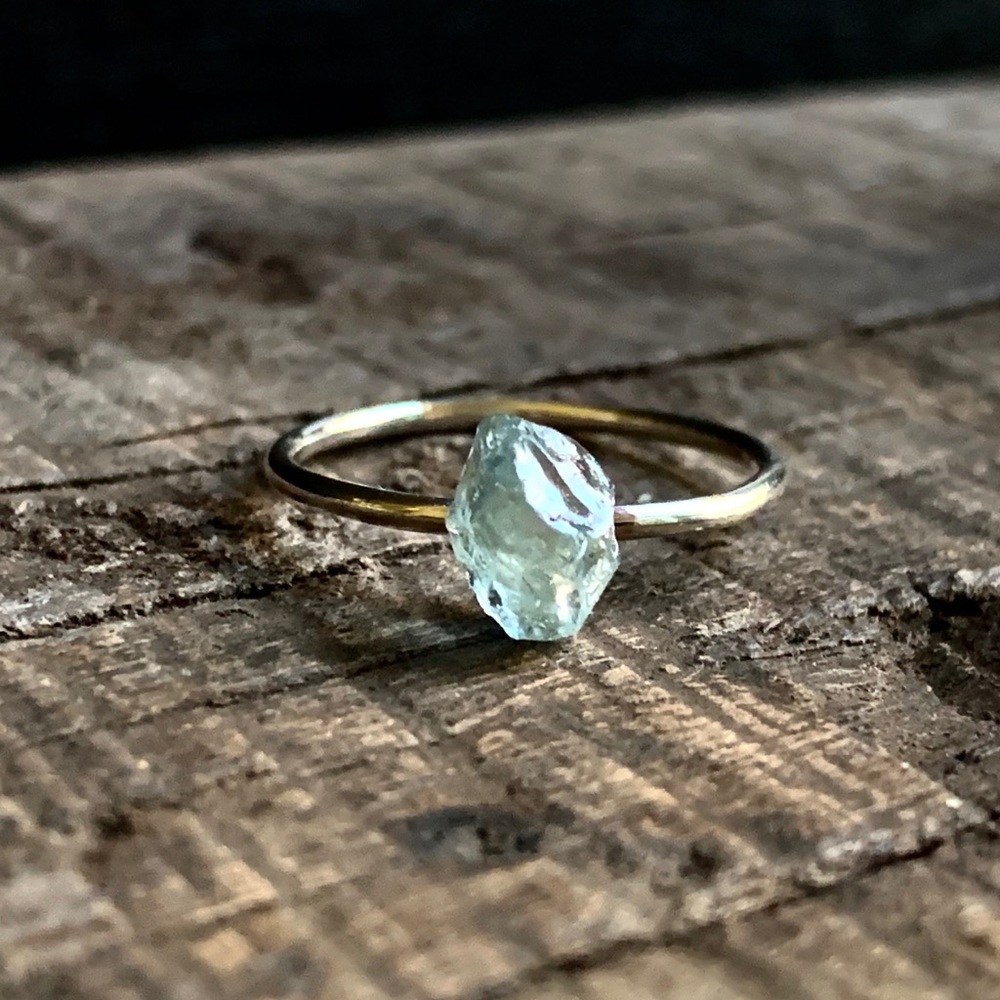 Raw Aquamarine 925 Sterling Silver Ring US 7 - Picture 3 of 5